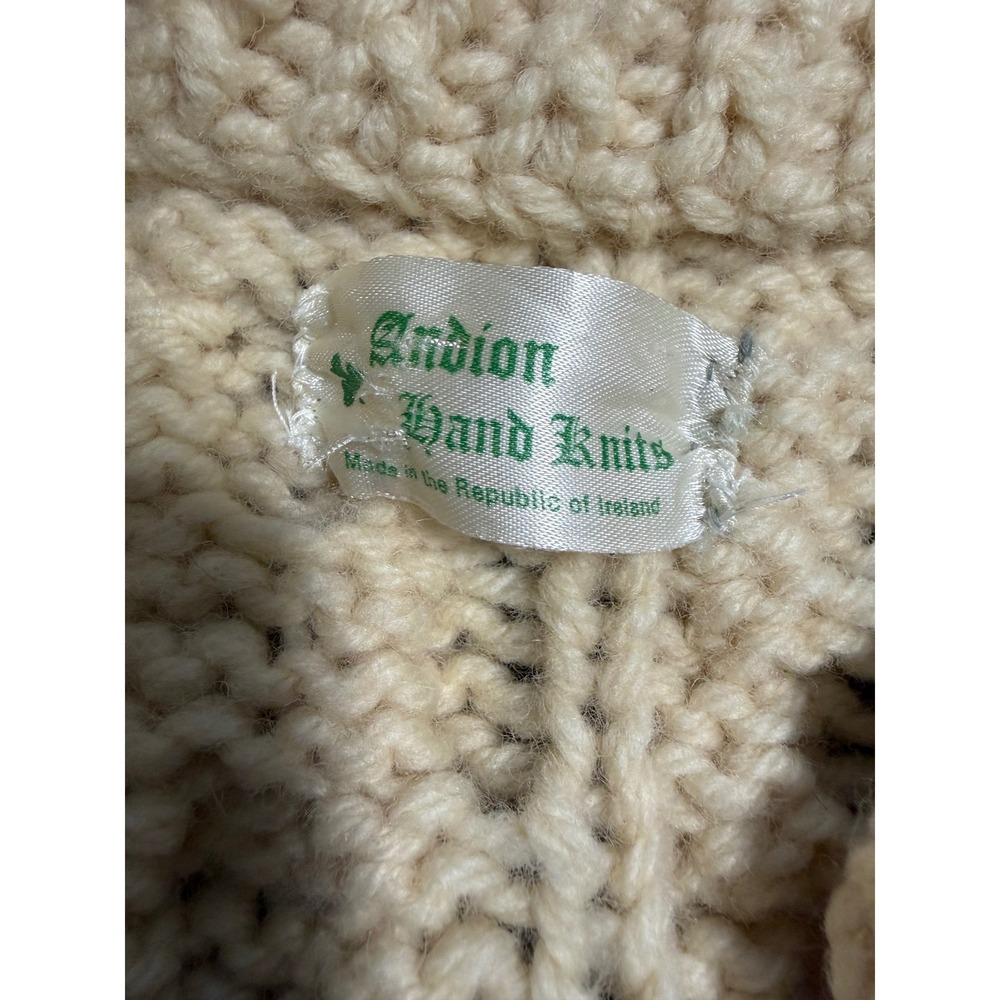 Ardion Hand Knits Cream Cable Knit Wool Full Zip Sweater Made in Ireland Women M - Picture 4 of 5